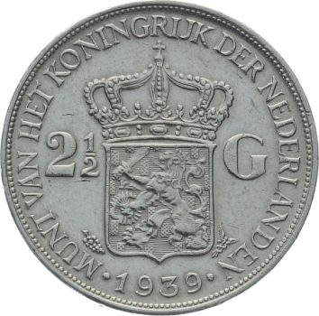 Niederlande 2 1/2 Gulden 1939 Wilhelmina